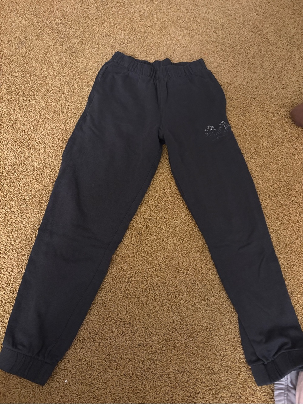 Hollister Charcoal gray cuffed Sweatpants with Subtle Embroidery